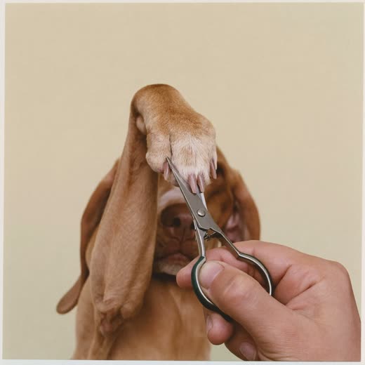 A dog's paw having its nails clipped